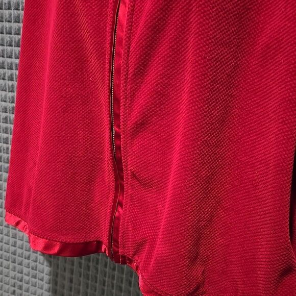 Oversized Velour Red Zip Jacket 2XL Elisabeth Crop Satin Soft Glam Lightweight - Picture 4 of 16